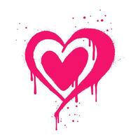 spray pintado grafite coração placa. amor coração gotejamento símbolo. isolado em branco fundo. vetor ilustração
