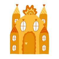 fofa estampado fada conto castelo com torres do reis e rainhas. Magia medieval castelo para crianças berçário, crianças cartazes, quarto Projeto. vetor mão desenhado rabisco do real reino