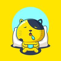 fofa amarelo gato personagem desenho animado dormindo ilustração vetor