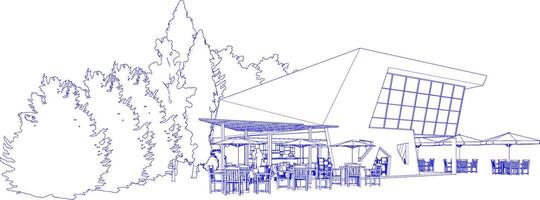 ilustração 3D da cafeteria vetor