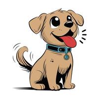 vetor plano ilustração do uma sorridente cachorro em pé