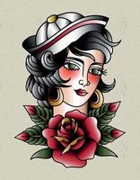 pin up girl tattoo vetor