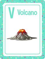 cartão do alfabeto com letra v para vulcão vetor