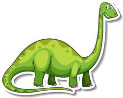 Adesivo de personagem de desenho animado de dinossauro braquiossauro vetor