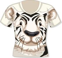 t-shirt com estampa de tigre branco vetor