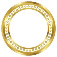 dourado círculo quadro, Armação texto caixa com ouro prêmio fita ícone aniversário crachá vetor