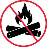 não fogo madeira proibição placa símbolo vetor