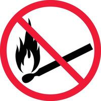 não iluminação palito de fósforo fogo proibição placa símbolo vetor