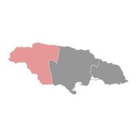 Cornualha município mapa, administrativo divisão do Jamaica. vetor ilustração.