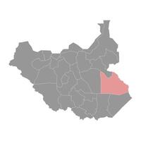 boma Estado mapa, administrativo divisão do sul Sudão. vetor ilustração.