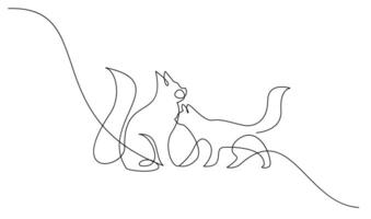 contínuo linha desenhando do gato em branco fundo. vetor