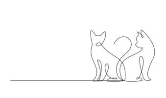 contínuo linha desenhando do gato em branco fundo. vetor