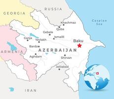 Azerbaijão mapa com capital Baku, a maioria importante cidades e nacional fronteiras vetor