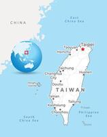 Taiwan mapa com capital Taipei, a maioria importante cidades e nacional fronteiras vetor