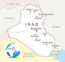Iraque mapa com capital Bagdá, a maioria importante cidades e nacional fronteiras vetor