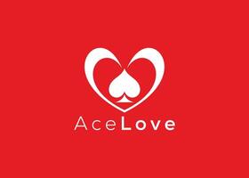 minimalista ás amor logotipo Projeto vetor modelo. criativo vermelho coração ás forma logotipo