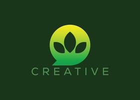 minimalista eco folha bate-papo logotipo Projeto vetor modelo. criativo moderno natureza bate-papo logotipo
