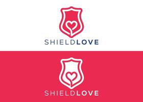 minimalista escudo amor logotipo Projeto vetor modelo. guarda e amor vetor
