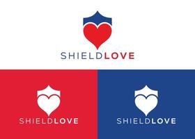minimalista escudo amor logotipo Projeto vetor modelo. guarda e amor vetor