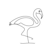 contínuo 1 linha desenhando do flamingo.outline vetor ilustração Projeto.