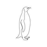 contínuo solteiro linha desenhando do adorável pinguim esboço vetor arte ilustração Projeto.