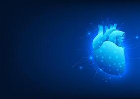 tecnologia fundo coração com conectado linhas conceito do usando moderno médico tecnologia para executar coração transplantes em pacientes. vetor