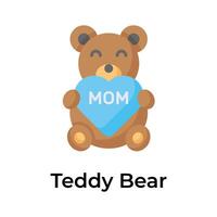 uma Urso de pelúcia Urso segurando coração mostrando conceito ícone do mães dia celebração vetor
