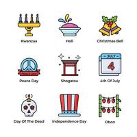 conjunto do feriado ícone dentro moderno Projeto estilo, pronto para usar dentro seu sites e Móvel apps vetor