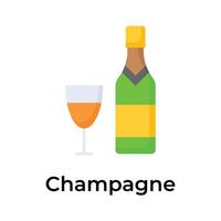 uma garrafa do champanhe com vidro, festa celebração vetor Projeto