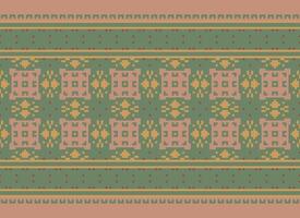 étnico geométrico desatado tecido padronizar Cruz ponto. ikat bordado oriental pixel padronizar creme fundo. resumo,vetor,ilustração. textura, cruz ponto, lenço, decoração, motivos, papel de parede. vetor