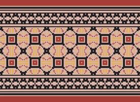 étnico geométrico desatado tecido padronizar Cruz ponto. ikat bordado oriental pixel padronizar creme fundo. resumo,vetor,ilustração. textura, cruz ponto, lenço, decoração, motivos, papel de parede. vetor