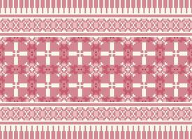 étnico geométrico desatado tecido padronizar Cruz ponto. ikat bordado oriental pixel padronizar creme fundo. resumo,vetor,ilustração. textura, cruz ponto, lenço, decoração, motivos, papel de parede. vetor