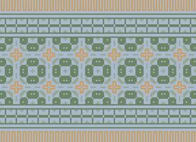 étnico geométrico desatado tecido padronizar Cruz ponto. ikat bordado oriental pixel padronizar creme fundo. resumo,vetor,ilustração. textura, cruz ponto, lenço, decoração, motivos, papel de parede. vetor