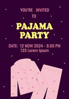pijama festa poster convite. temático solteira festa, pernoitar ou aniversário Festa. vetor ilustração
