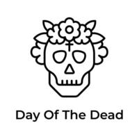a surpreendente dia do a morto ícone dentro editável estilo, isolado em branco fundo vetor
