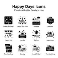pacote do feliz dias ícones, pronto para usar dentro sites e Móvel apps vetor