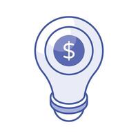 dólar dentro lâmpada representando Inovativa ideia, financeiro idéia ícone Projeto vetor