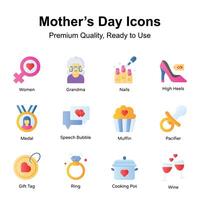 Prêmio qualidade mães dia ícones definir, editável vetores pacote