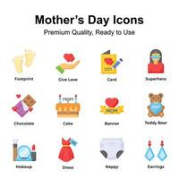 pacote do mães dia ícones dentro editável estilo, pronto para Prêmio usar vetor