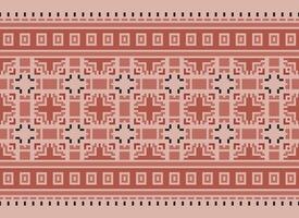 étnico geométrico desatado tecido padronizar Cruz ponto. ikat bordado oriental pixel padronizar creme fundo. resumo,vetor,ilustração. textura, cruz ponto, lenço, decoração, motivos, papel de parede. vetor