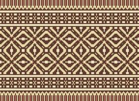 étnico geométrico desatado tecido padronizar Cruz ponto. ikat bordado oriental pixel padronizar creme fundo. resumo,vetor,ilustração. textura, cruz ponto, lenço, decoração, motivos, papel de parede. vetor