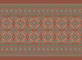 étnico geométrico desatado tecido padronizar Cruz ponto. ikat bordado oriental pixel padronizar creme fundo. resumo,vetor,ilustração. textura, cruz ponto, lenço, decoração, motivos, papel de parede. vetor