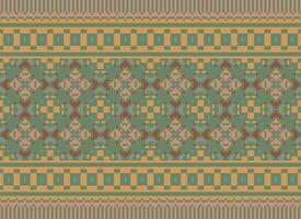 étnico geométrico desatado tecido padronizar Cruz ponto. ikat bordado oriental pixel padronizar creme fundo. resumo,vetor,ilustração. textura, cruz ponto, lenço, decoração, motivos, papel de parede. vetor