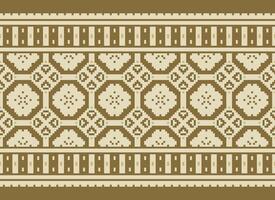 étnico geométrico desatado tecido padronizar Cruz ponto. ikat bordado oriental pixel padronizar creme fundo. resumo,vetor,ilustração. textura, cruz ponto, lenço, decoração, motivos, papel de parede. vetor