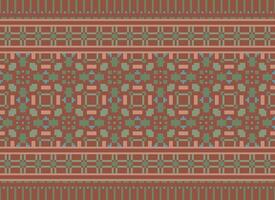 étnico geométrico desatado tecido padronizar Cruz ponto. ikat bordado oriental pixel padronizar creme fundo. resumo,vetor,ilustração. textura, cruz ponto, lenço, decoração, motivos, papel de parede. vetor