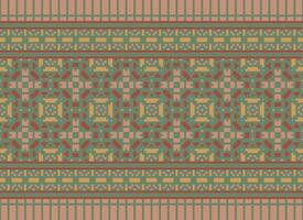 étnico geométrico desatado tecido padronizar Cruz ponto. ikat bordado oriental pixel padronizar creme fundo. resumo,vetor,ilustração. textura, cruz ponto, lenço, decoração, motivos, papel de parede. vetor