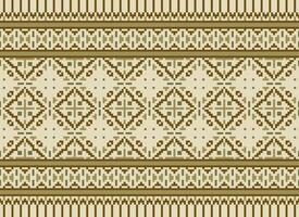 étnico geométrico desatado tecido padronizar Cruz ponto. ikat bordado oriental pixel padronizar creme fundo. resumo,vetor,ilustração. textura, cruz ponto, lenço, decoração, motivos, papel de parede. vetor