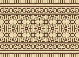 étnico geométrico desatado tecido padronizar Cruz ponto. ikat bordado oriental pixel padronizar creme fundo. resumo,vetor,ilustração. textura, cruz ponto, lenço, decoração, motivos, papel de parede. vetor