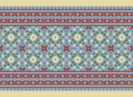 étnico geométrico desatado tecido padronizar Cruz ponto. ikat bordado oriental pixel padronizar creme fundo. resumo,vetor,ilustração. textura, cruz ponto, lenço, decoração, motivos, papel de parede. vetor