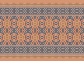 étnico geométrico desatado tecido padronizar Cruz ponto. ikat bordado oriental pixel padronizar creme fundo. resumo,vetor,ilustração. textura, cruz ponto, lenço, decoração, motivos, papel de parede. vetor